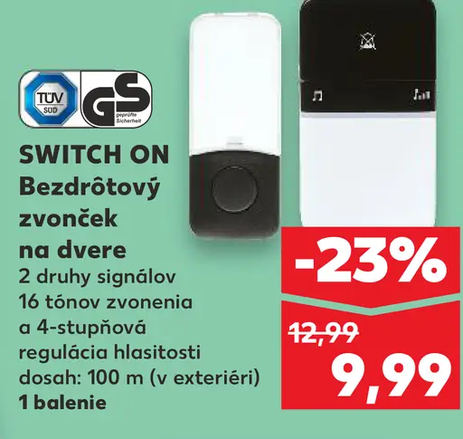 Switch On Bezdrôtový zvonček na dvere