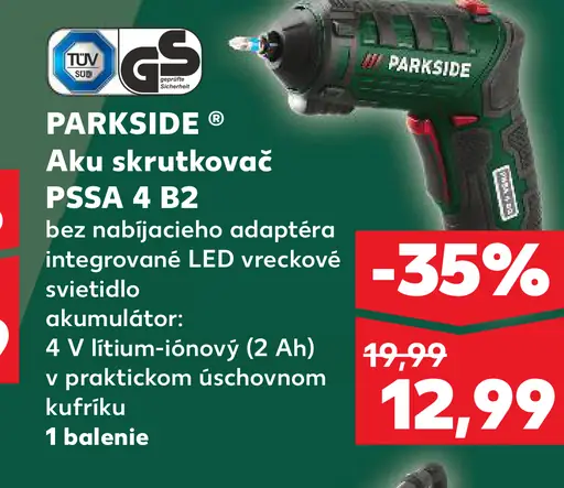 Parkside Akumulátorová skrutkovačka PASS 4 B2