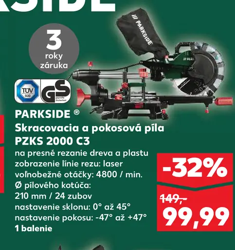 Parkside Skracovacia a pokosová píla PKZS 2000 C3