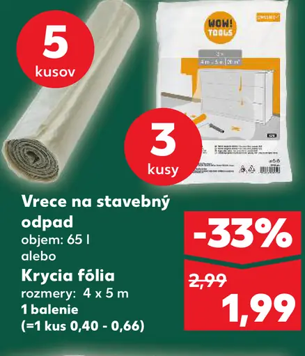 Vrece na stavebný odpad Krycia fólia