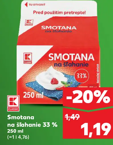 K-Classic Smotana na šľahanie 33 %