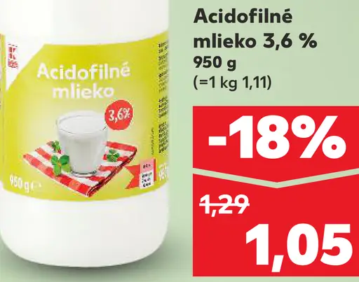 K-Classic Acidofilné Mlieko 3,6 %