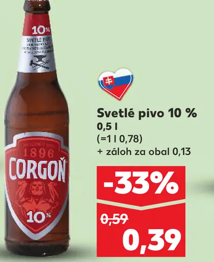 Corgoň 10 % svetlé výčapné pivo