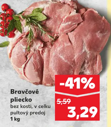 Bravčové plecko bez kosti v celku pultový predaj