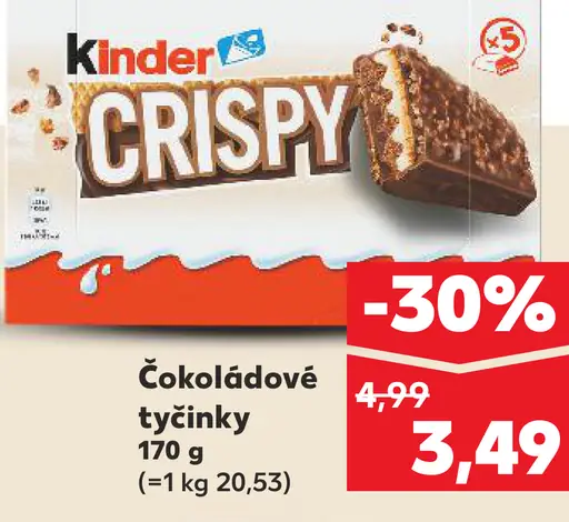 Kinder Crisp Bar Čokoládové tyčinky