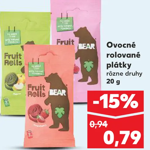 Ovocné rolované plátky rôzne druhy