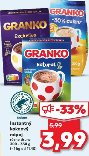 Granko instantný kakaový nápoj rôzne druhy