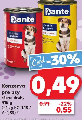 Dante Konzerva pre psy