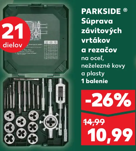 PARKSIDE Súprava závitových vrtákov a rezačov na oceľ, neželezné kovy a plasty