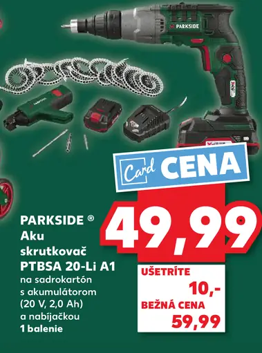 PARKSIDE Aku skrutkovač PTBSA 20-Li A1