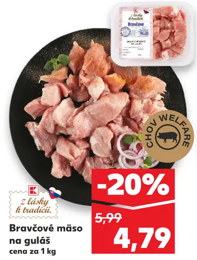 Bravčové mäso na guláš