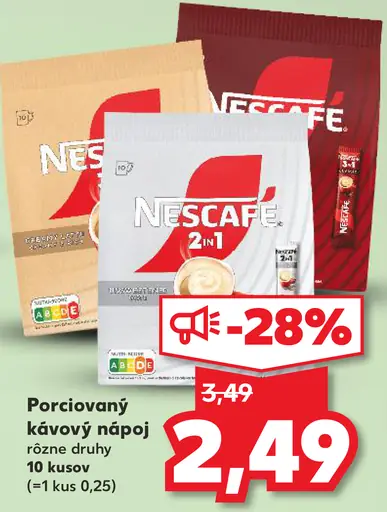 Porciovaný kávový nápoj