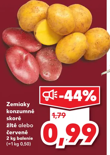 Zemiaky konzumné žlté alebo červené neskoré