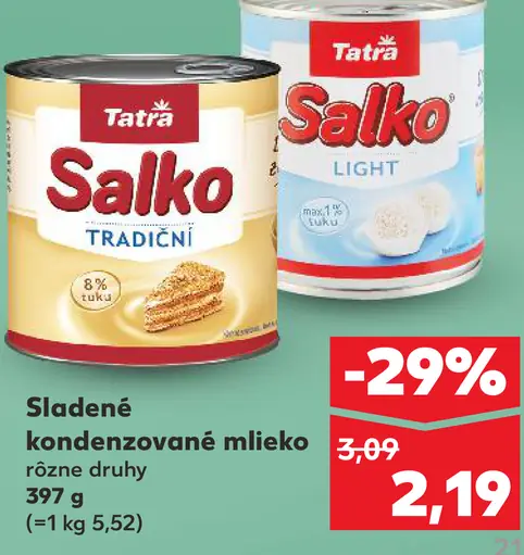 Tatra Salko Sladené kondenzované mlieko rôzne druhy