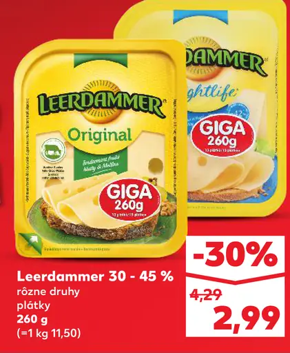 Leerdammer 30 - 45 % rôzne druhy plátky