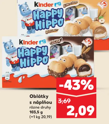 Kinder Happy Hippo oblátky s náplňou