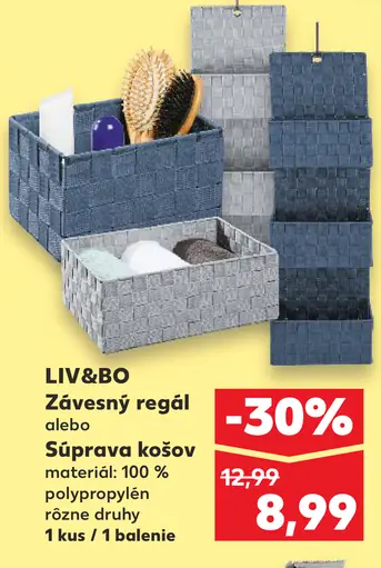 LIV&BO Závesný regál alebo Súprava košov