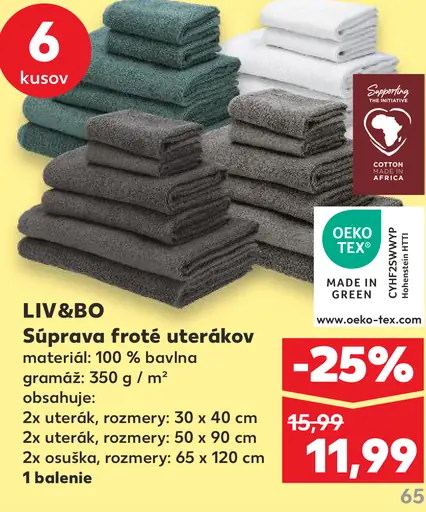 LIV&BO Súprava froté uterákov