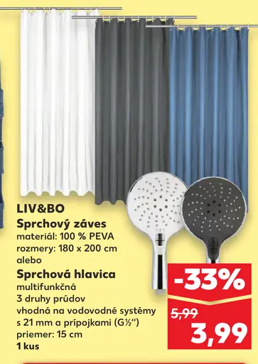 LIV&BO Sprchový záves alebo Sprchová Hlavica