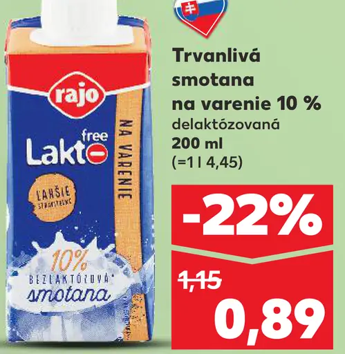 Rajo Laktózová trvanlivá smotana