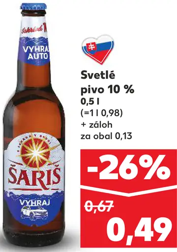 Šariš Svetlé pivo plechovka