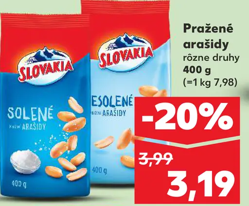 Slovakia Nesolené pražené arašidy