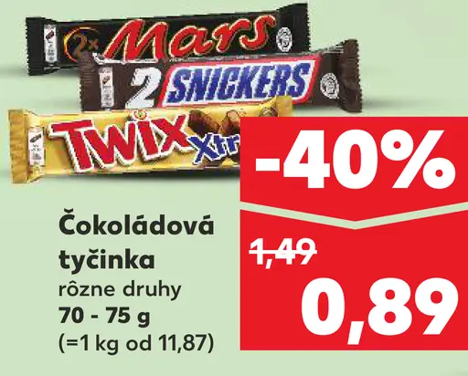 Mars Snickers Twix čokoládová tyčinka