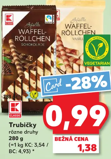 K-Classic Waffel Rollchen Schoko rôzne druhy