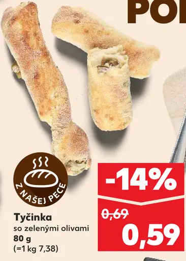 Tyčinka so zelenými olivami