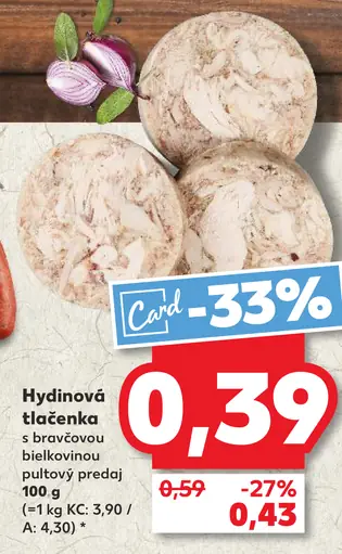 Hydinová tlačenka s bravčovou bielkovinou pultový predaj