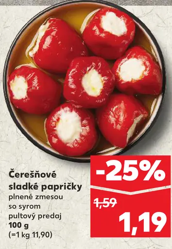 Čerešňové sladké papričky plnené zmesou so syrom