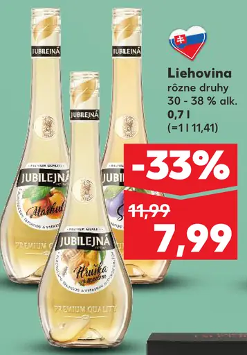 Jubilejná liehovina rôzne druhy