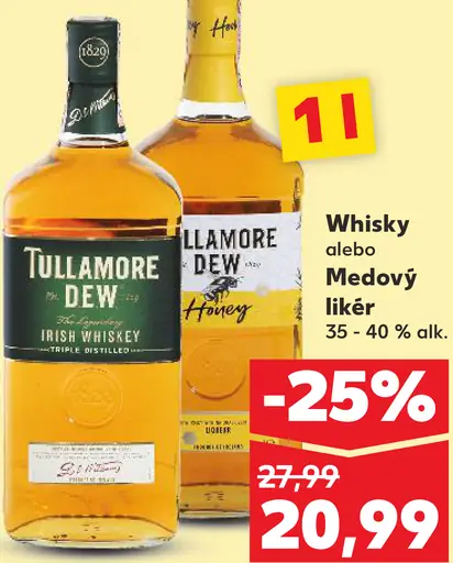 Tullamore Dew whisky alebo medový likér