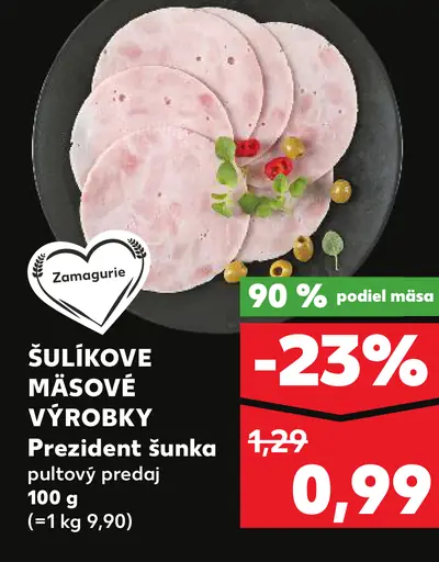 Šulikove masové výrobky Prezident šunka