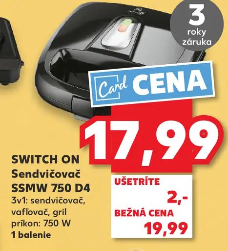 SWITCH ON Sendvičovač SSMW 750 D4