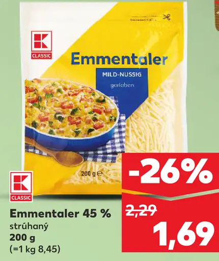K-Classic Emmentaler strúhaný
