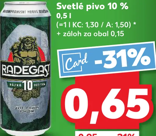 Radegast Ratar pivo ležiak svetlý plechovka