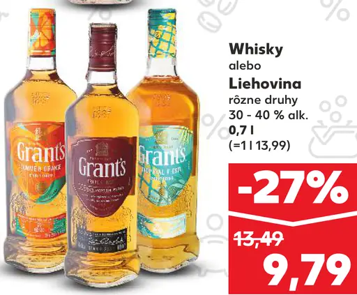 Grants Whisky alebo Liehovina rôzne druhy