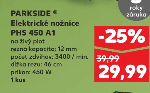 Parkside Elektrické nožnice na živý plot PHS 450