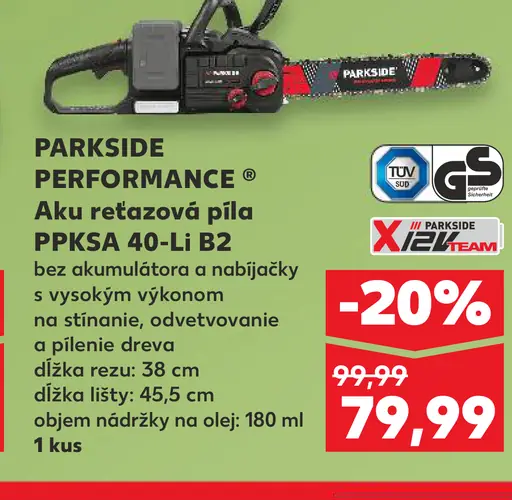 Parkside Performance Aku reťazová píla PPKSA 40-Li B2