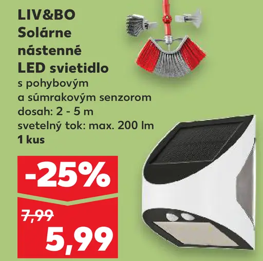 LIV&BO Solárne nástenné LED svietidlo