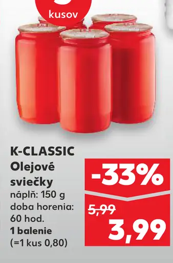 K-Classic Olejové sviečky