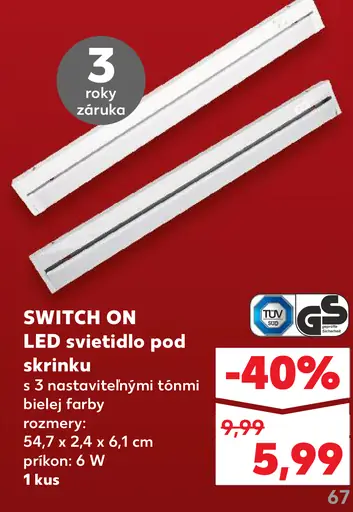 SWITCH-ON LED svietidlo pod skrinku