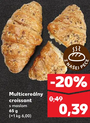 Multicereálny croissant s maslom
