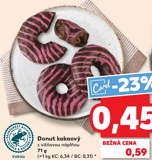 Donut kakaový s višňovou náplňou