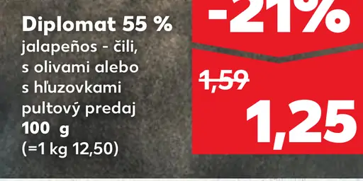 Diplomat jalepeňo - čili, s olivami alebo s hubami