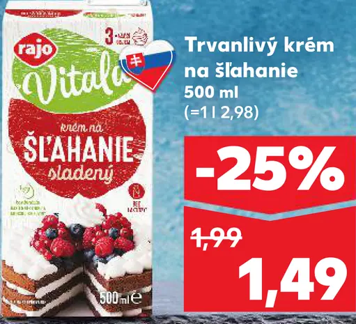 Rajo Trvanlivý krém na šľahanie