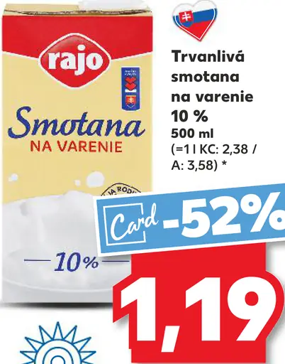 Rajo Smotana na varenie 10%