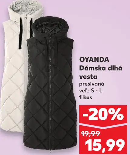 Oyanda Dámska dlhá vesta prešívaná