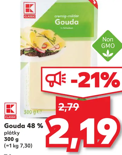 K-Classic Gouda plátky 48%
